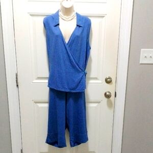 White Stag Denim Blue Sleeveless Pantsuit Size Small